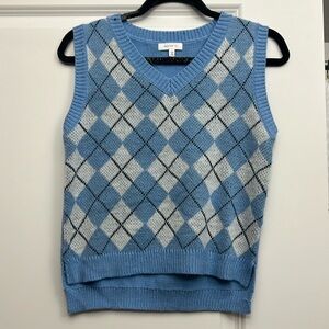 Blue checkered sweater vest